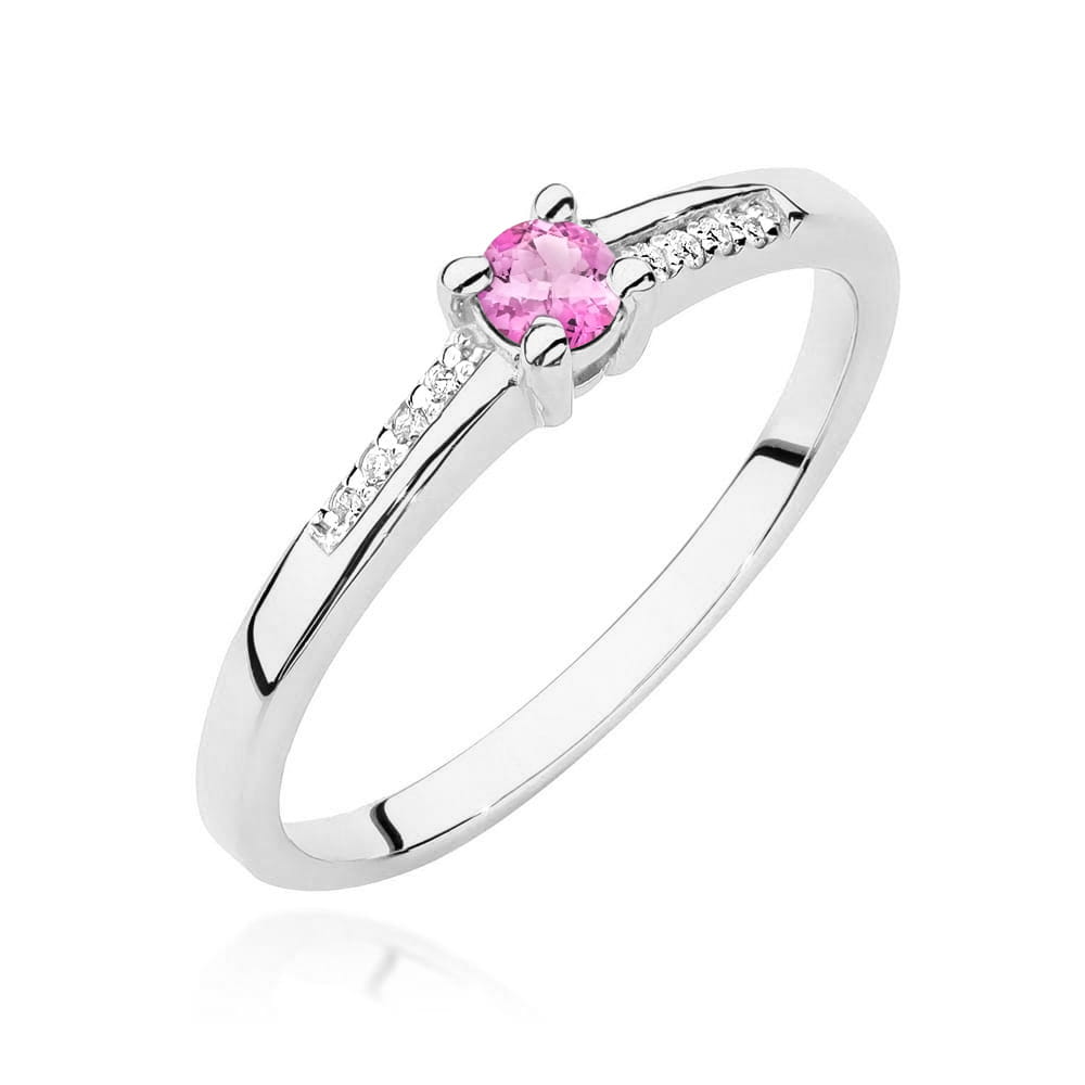 Inel Aur 9K cu Topaz Swiss 0.15 ct si Diamante Naturale 0.04 ct
