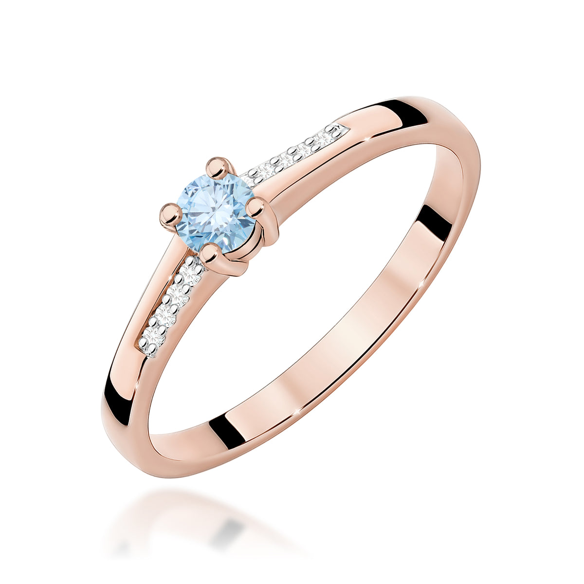 Inel Aur 14K cu Diamante Albastru de Laborator 0.19 ct