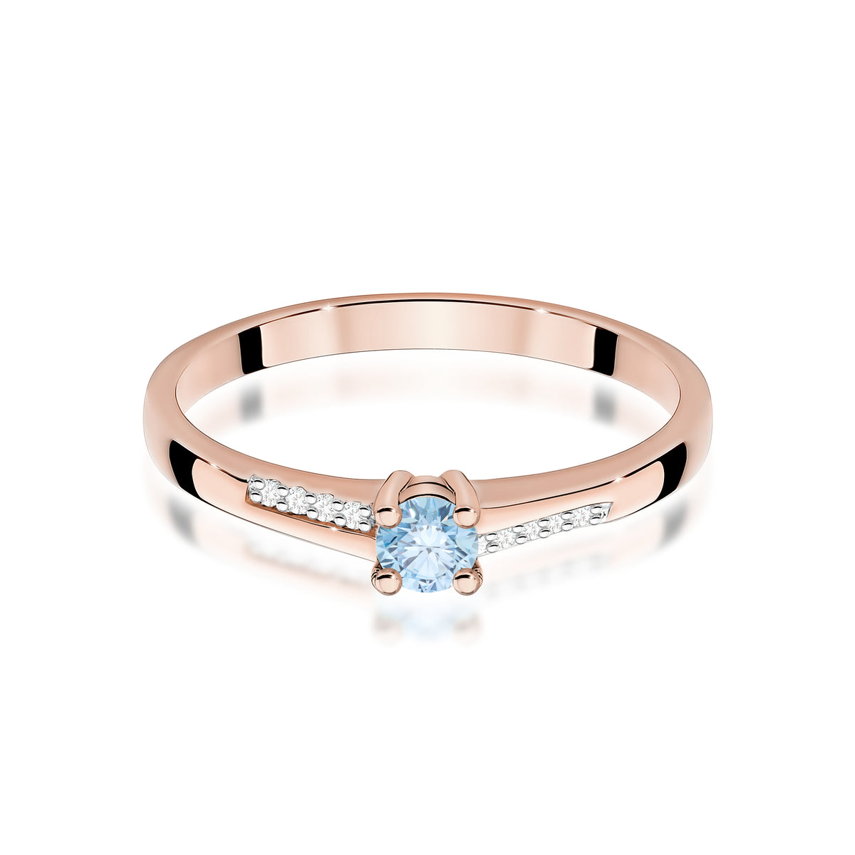 Inel Aur 14K cu Diamante Albastru de Laborator 0.19 ct