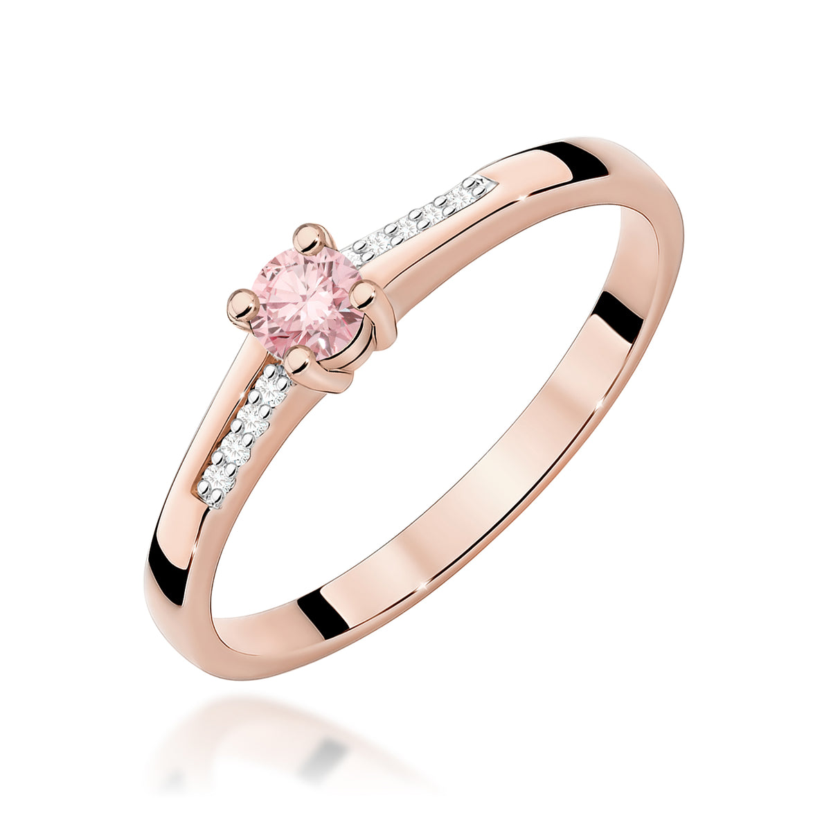 Inel Aur 14K cu Diamante Roz de Laborator 0.19 ct