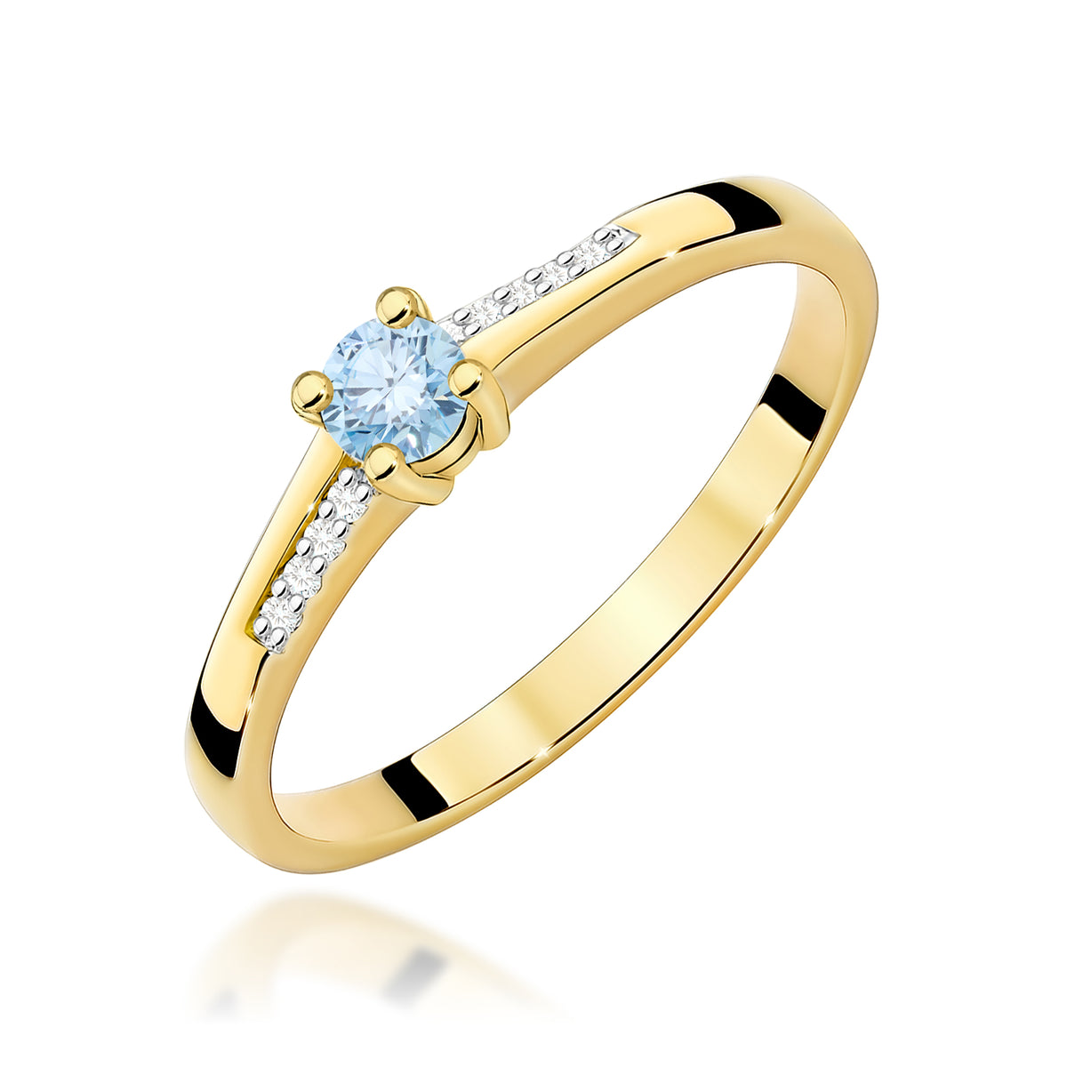 Inel Aur 14K cu Diamante Albastru de Laborator 0.19 ct