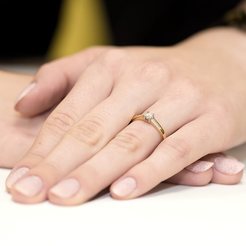 Inel Aur 9K cu Diamante Naturale 0.19 ct