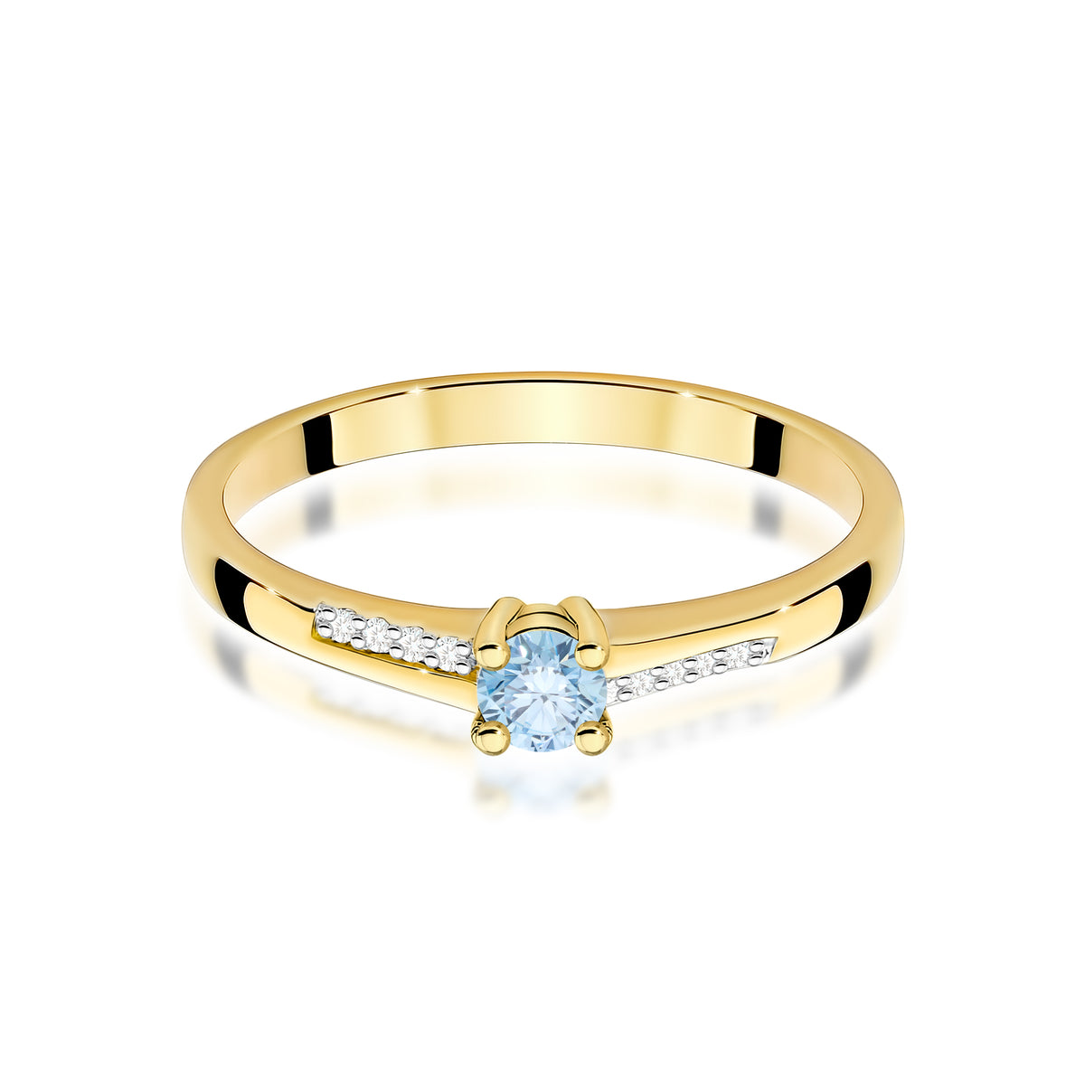 Inel Aur 9K cu Diamante Albastru de Laborator 0.19 ct
