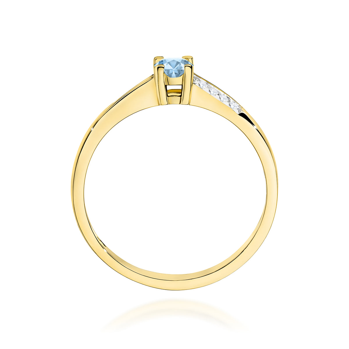 Inel Aur 9K cu Diamante Albastru de Laborator 0.19 ct