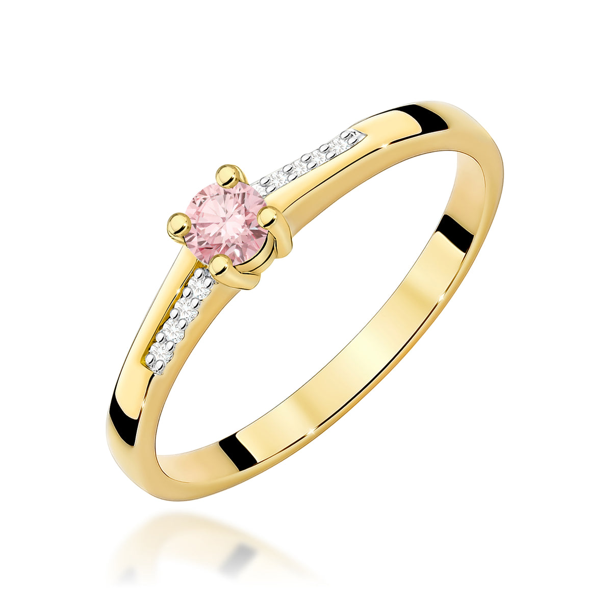 Inel Aur 9K cu Diamante Roz de Laborator 0.19 ct