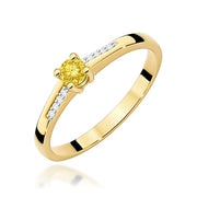 Inel Aur 9K cu Diamante Galben de Laborator 0.19 ct