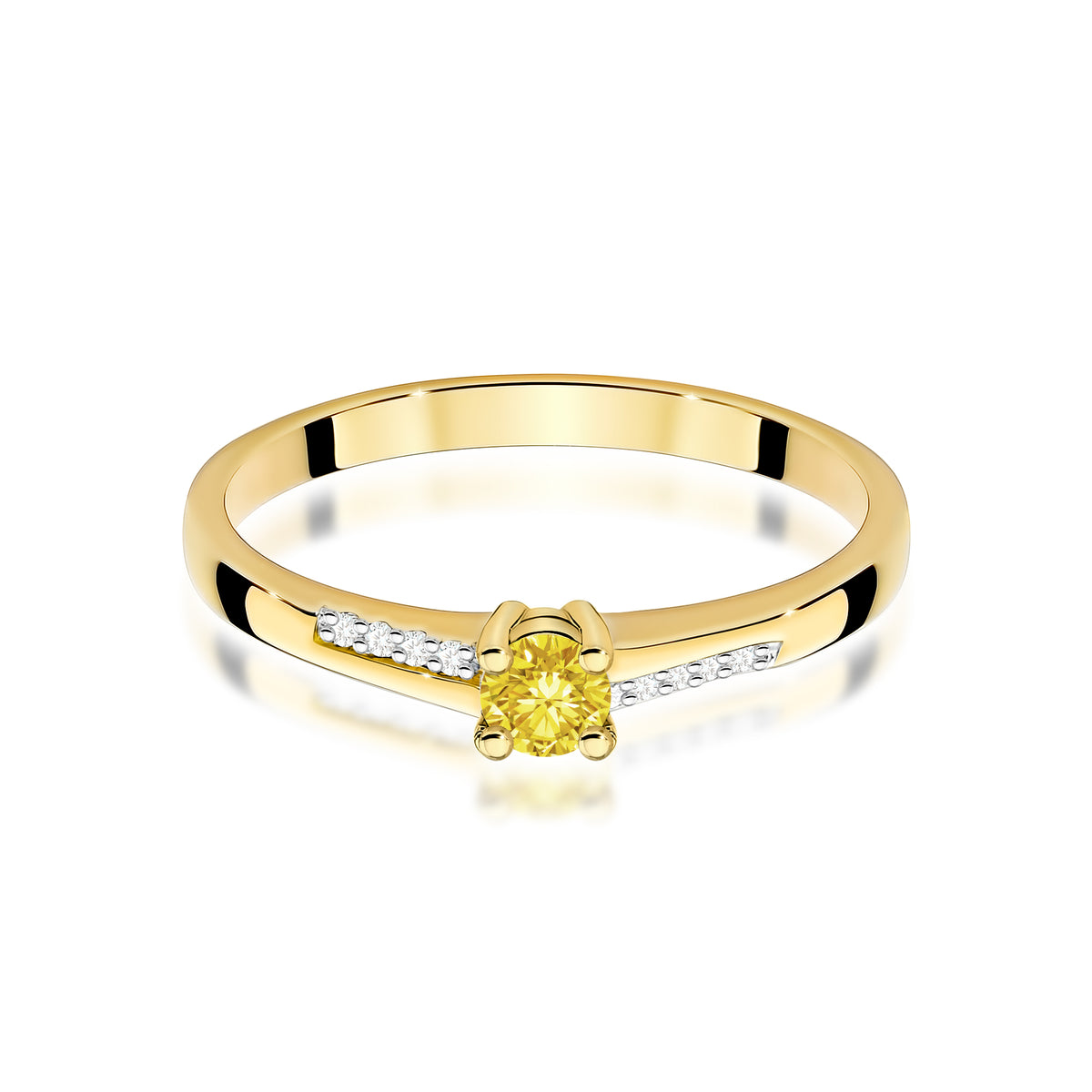Inel Aur 9K cu Diamante Galben de Laborator 0.19 ct