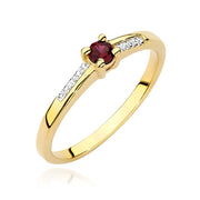 Inel Aur 9K cu Rubin 0.15 ct si Diamante Naturale 0.04 ct