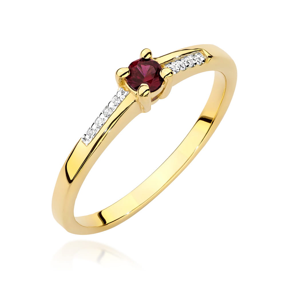 Inel Aur 9K cu Rubin 0.15 ct si Diamante Naturale 0.04 ct