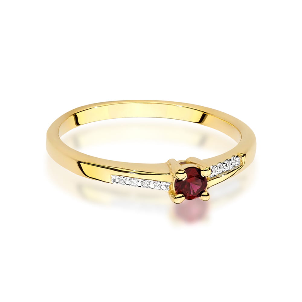 Inel Aur 9K cu Rubin 0.15 ct si Diamante Naturale 0.04 ct