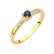 Inel Aur 9K cu Safir 0.15 ct si Diamante Naturale 0.04 ct