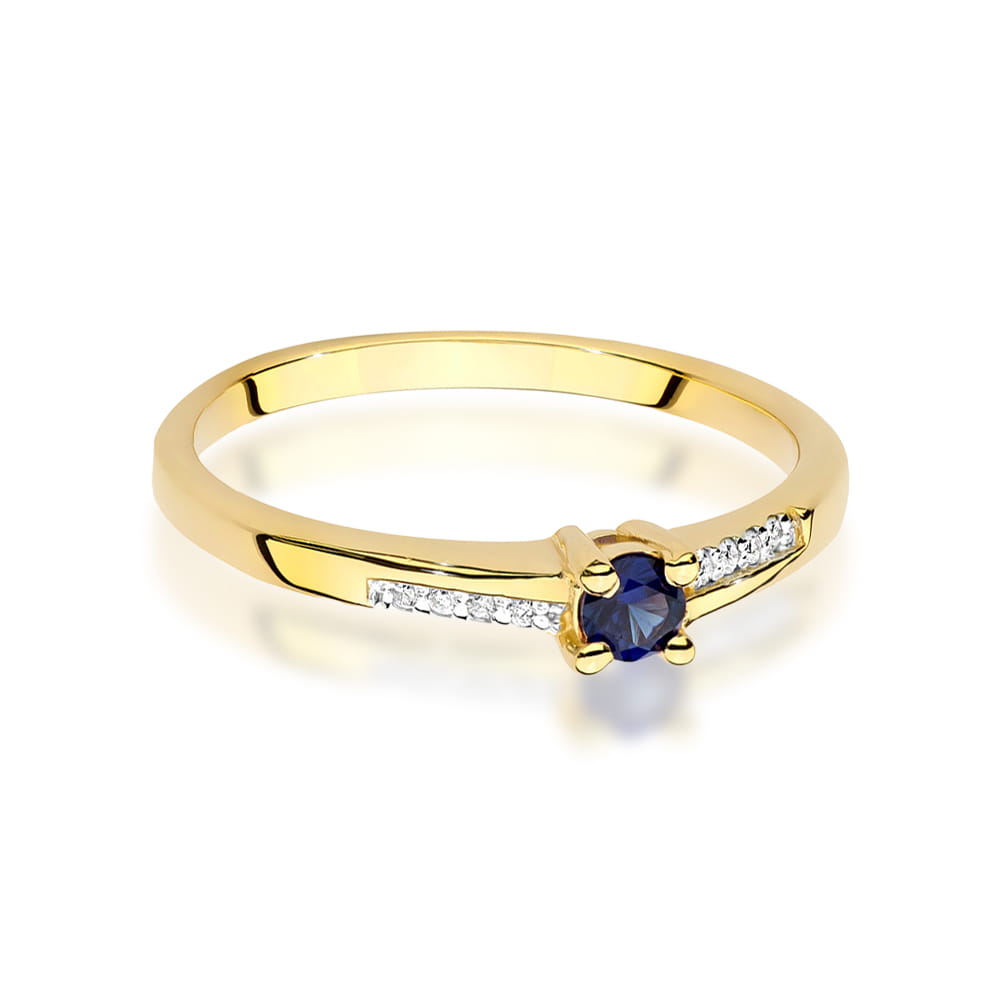 Inel Aur 9K cu Safir 0.15 ct si Diamante Naturale 0.04 ct