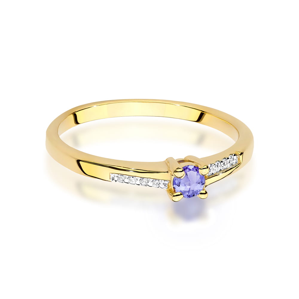 Inel Aur 9K cu Tanzanit 0.15 ct si Diamante Naturale 0.04 ct