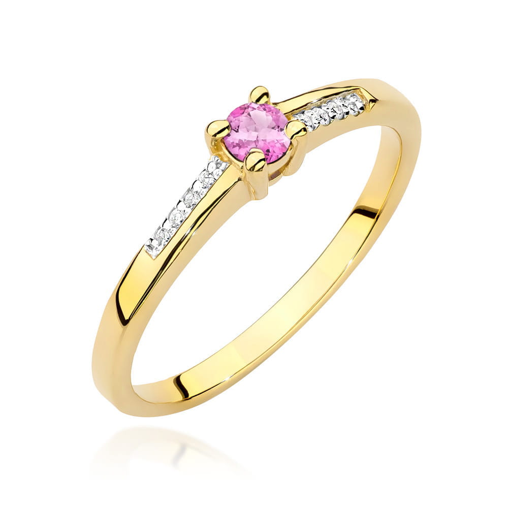 Inel Aur 9K cu Topaz Swiss 0.15 ct si Diamante Naturale 0.04 ct