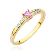 Inel Aur 9K cu Topaz Swiss 0.15 ct si Diamante Naturale 0.04 ct
