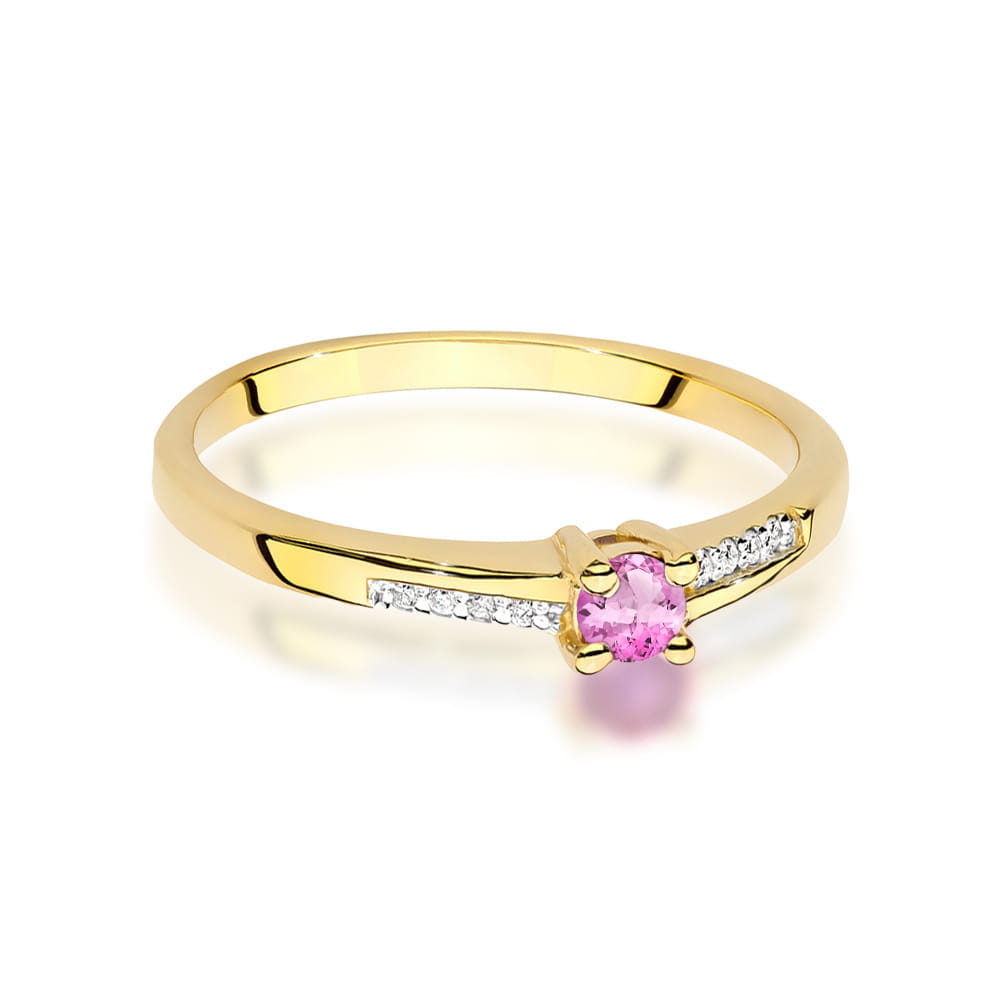 Inel Aur 9K cu Topaz Swiss 0.15 ct si Diamante Naturale 0.04 ct