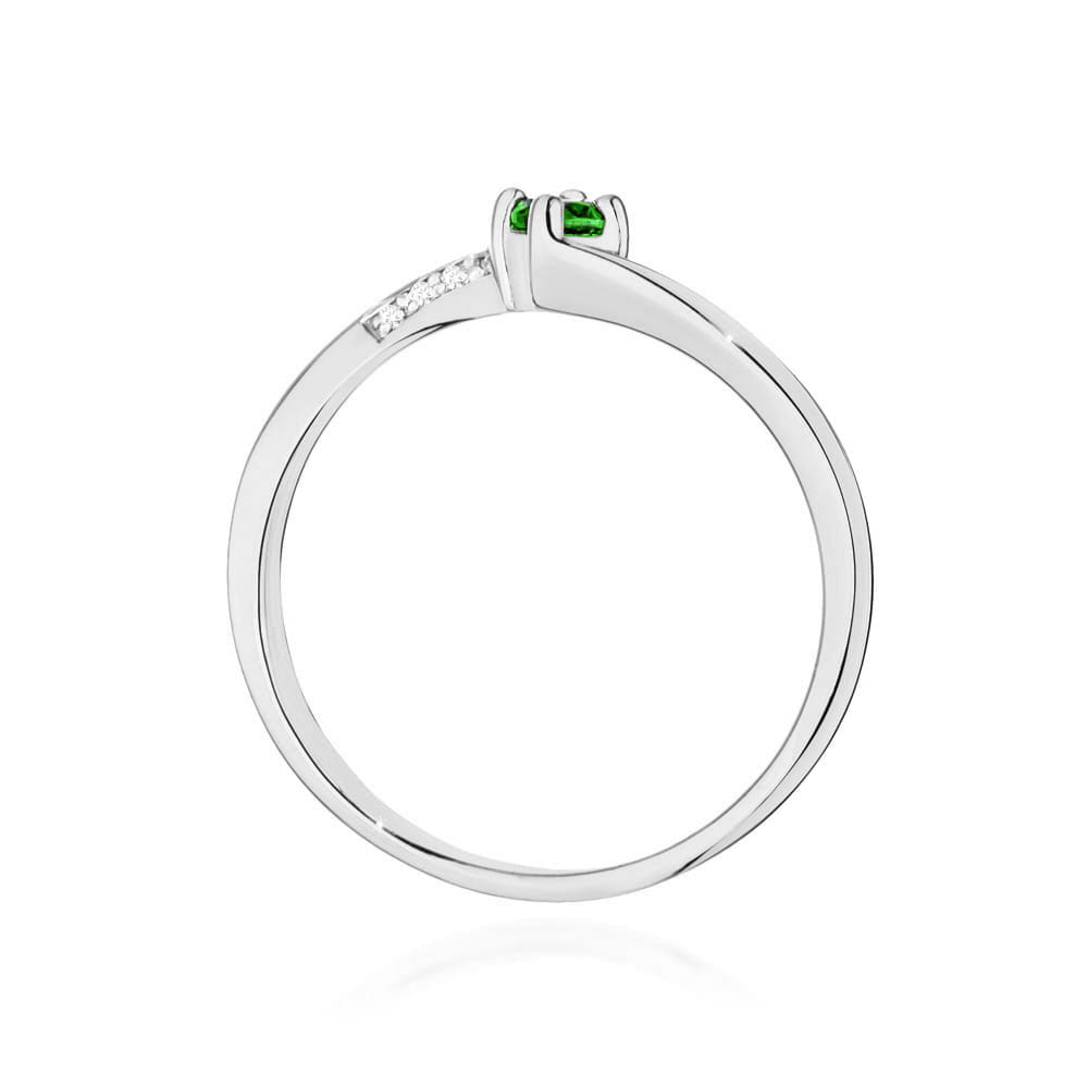 Inel Aur 14K cu Smarald 0.15 ct si Diamante 0.04 ct