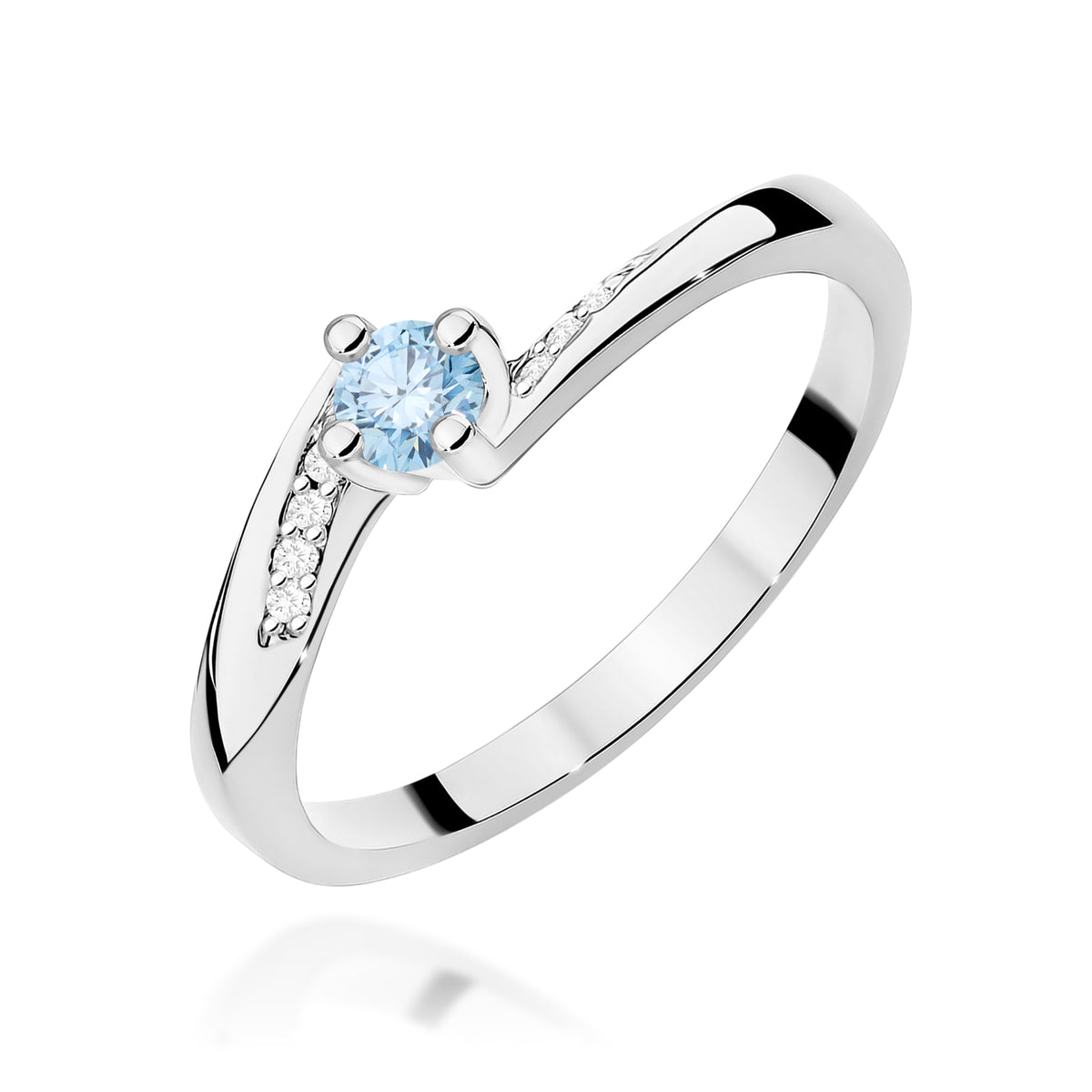 Inel Aur 14K cu Diamante Albastru de Laborator 0.19 ct