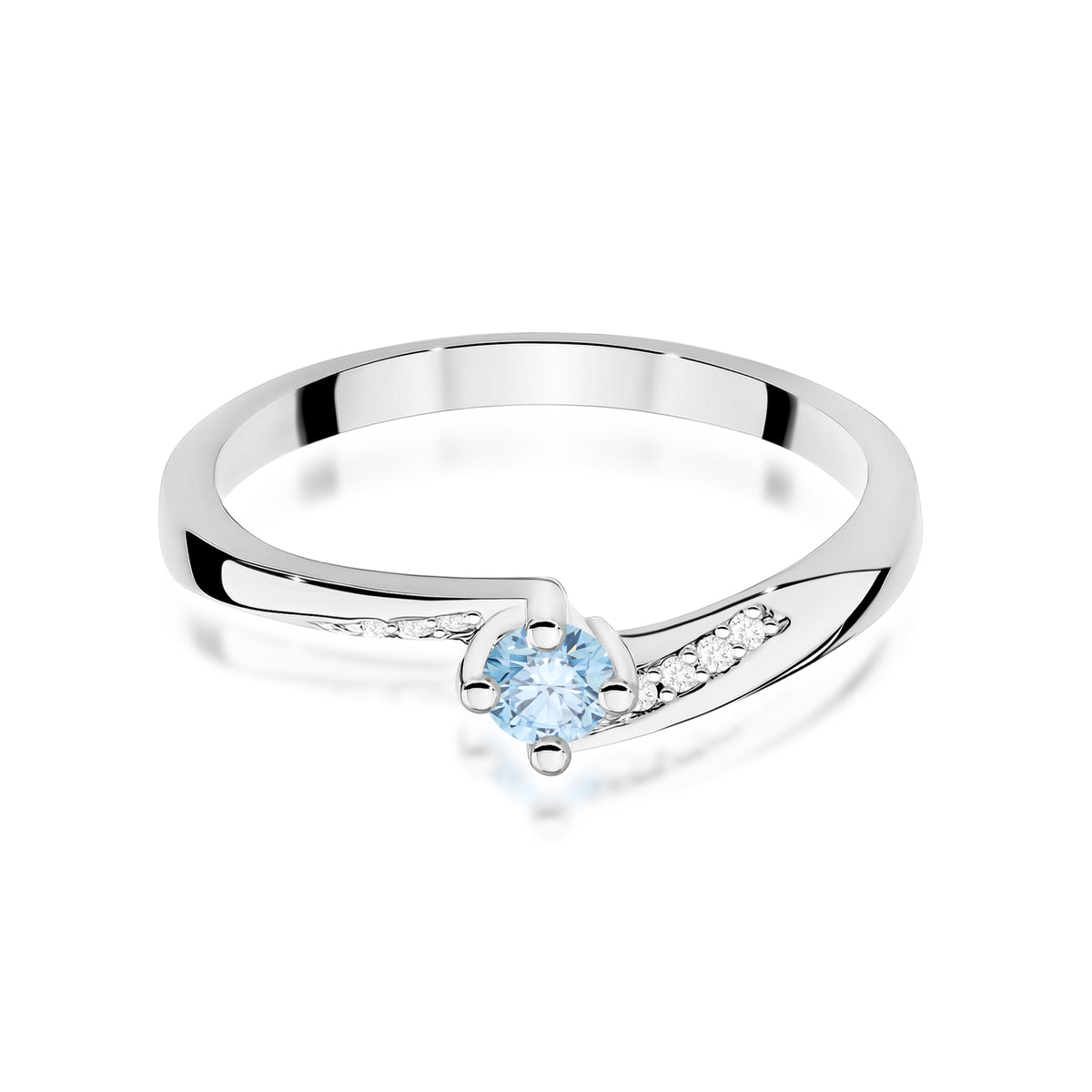 Inel Aur 9K cu Diamante Albastru de Laborator 0.19 ct