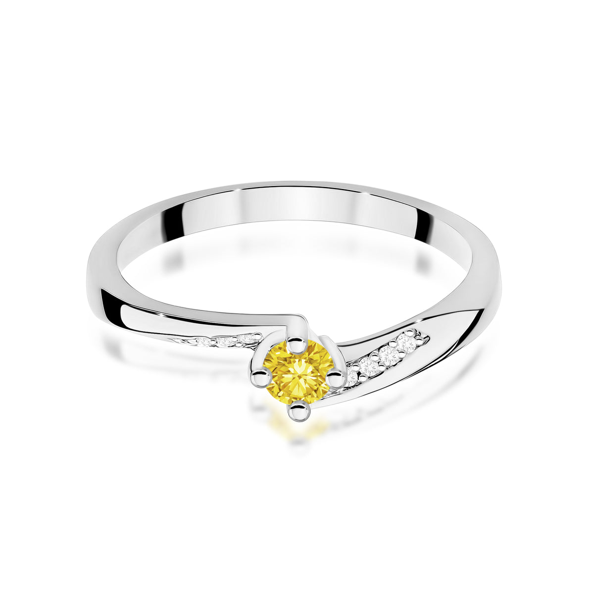 Inel Aur 9K cu Diamante Galben de Laborator 0.19 ct