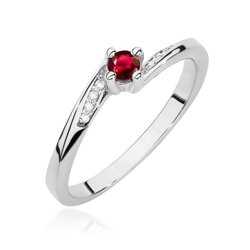 Inel Aur 9K cu Rubin 0.15 ct si Diamante Naturale 0.04 ct