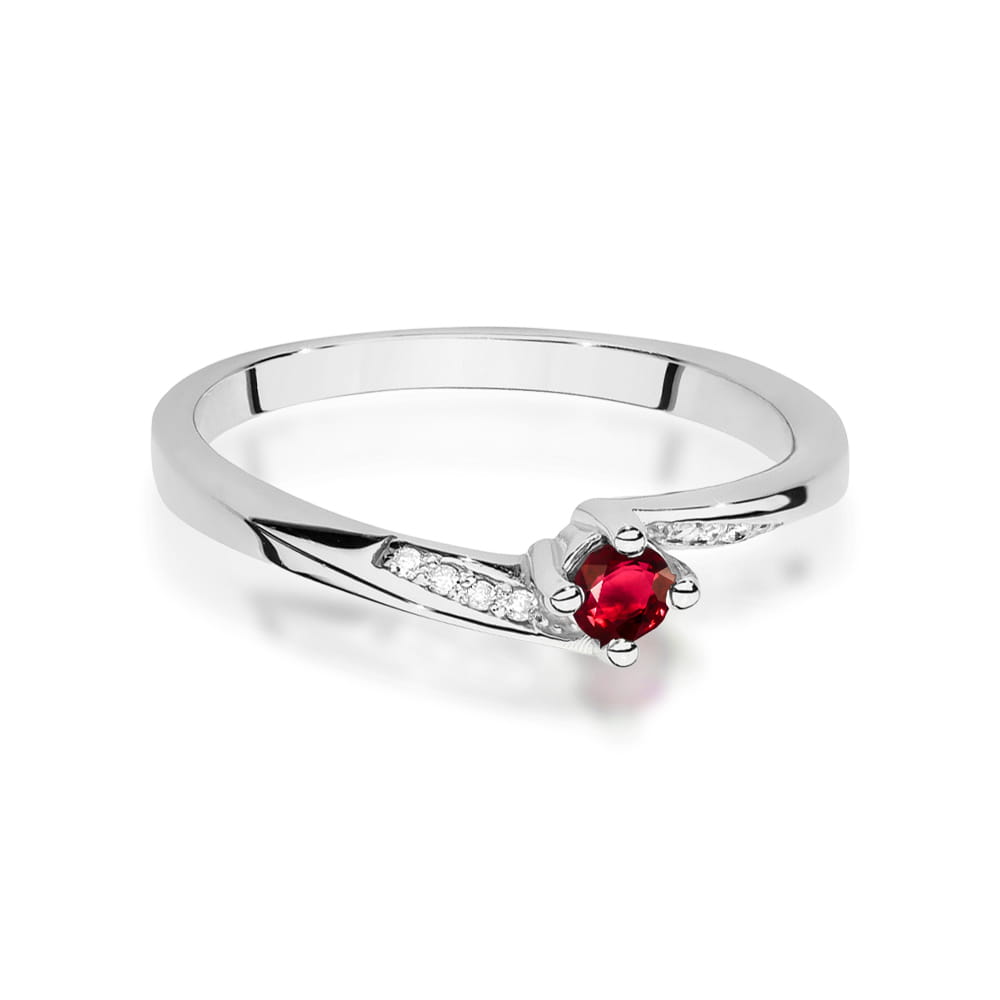 Inel Aur 9K cu Rubin 0.15 ct si Diamante Naturale 0.04 ct
