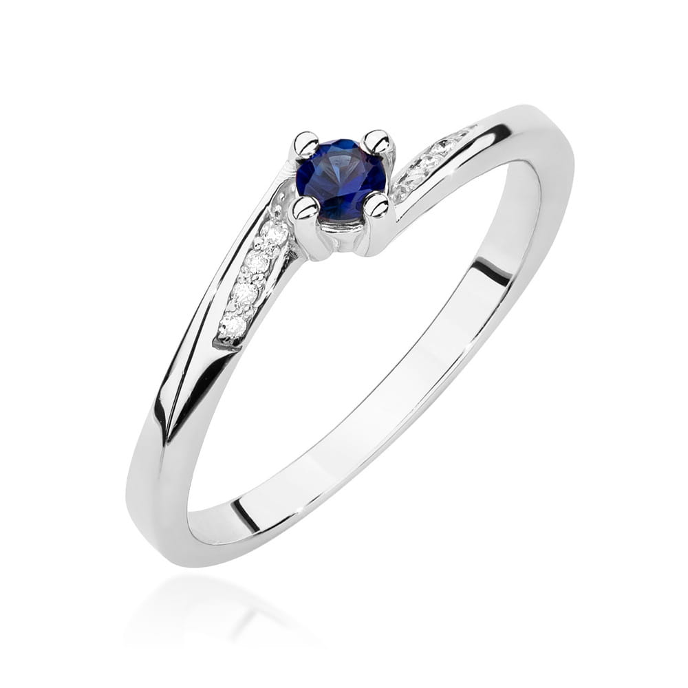 Inel Aur 9K cu Safir 0.15 ct si Diamante Naturale 0.04 ct