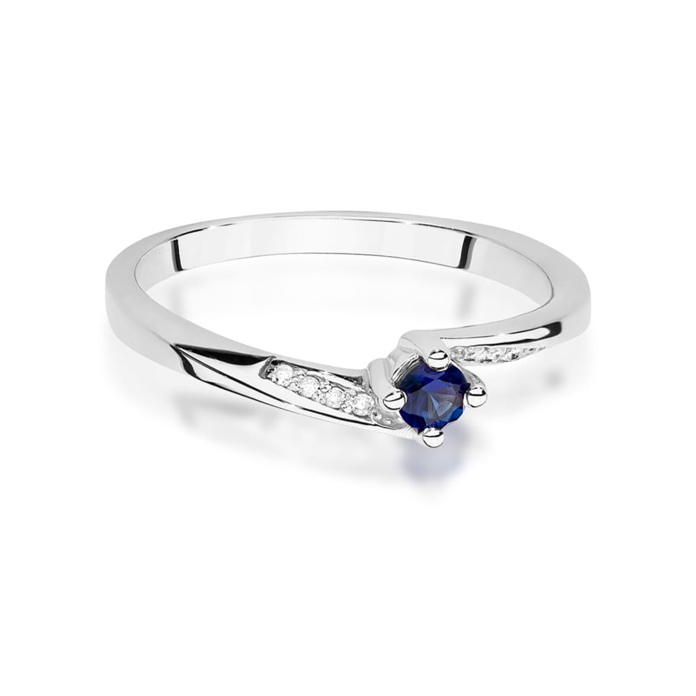 Inel Aur 9K cu Safir 0.15 ct si Diamante Naturale 0.04 ct
