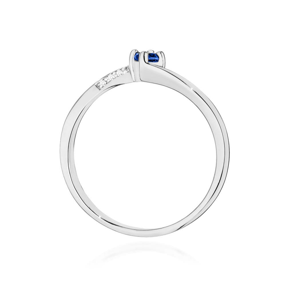 Inel Aur 9K cu Safir 0.15 ct si Diamante Naturale 0.04 ct