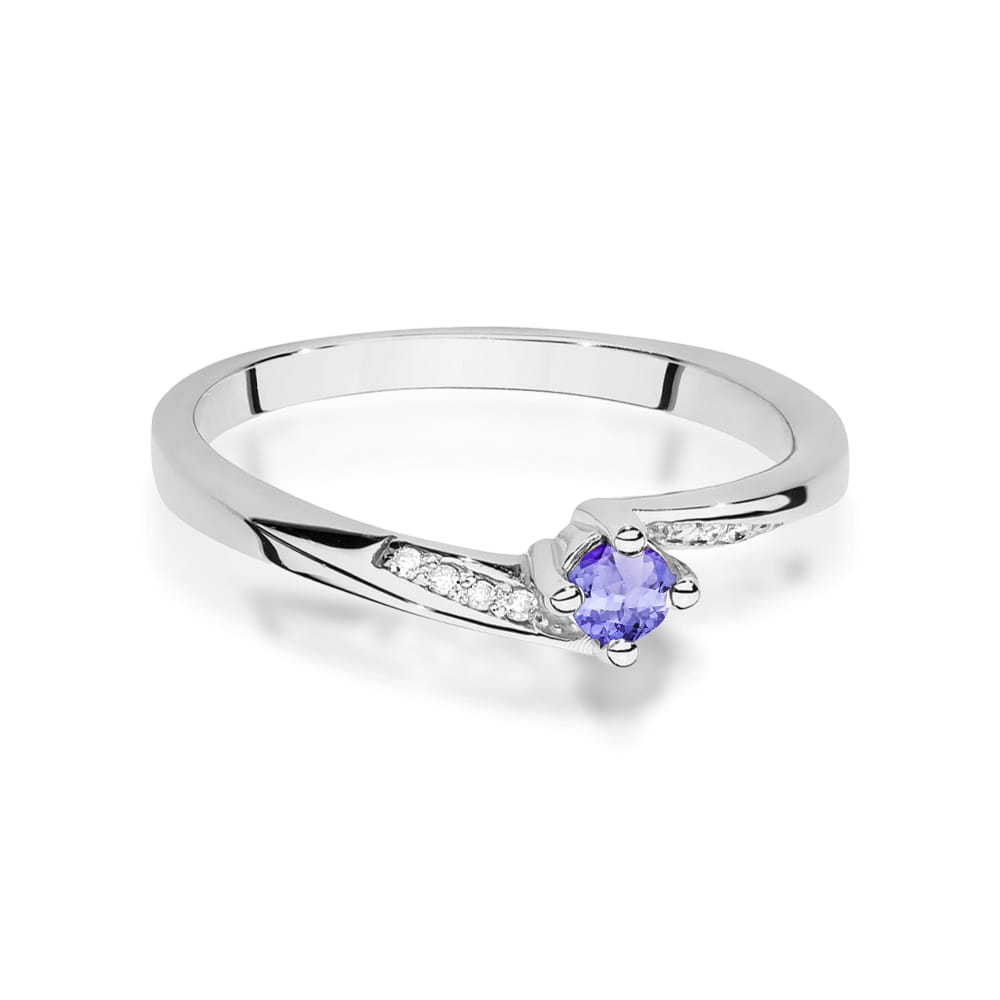 Inel Aur 9K cu Tanzanit 0.15 ct si Diamante Naturale 0.04 ct