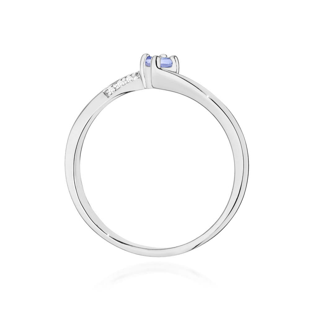 Inel Aur 9K cu Tanzanit 0.15 ct si Diamante Naturale 0.04 ct