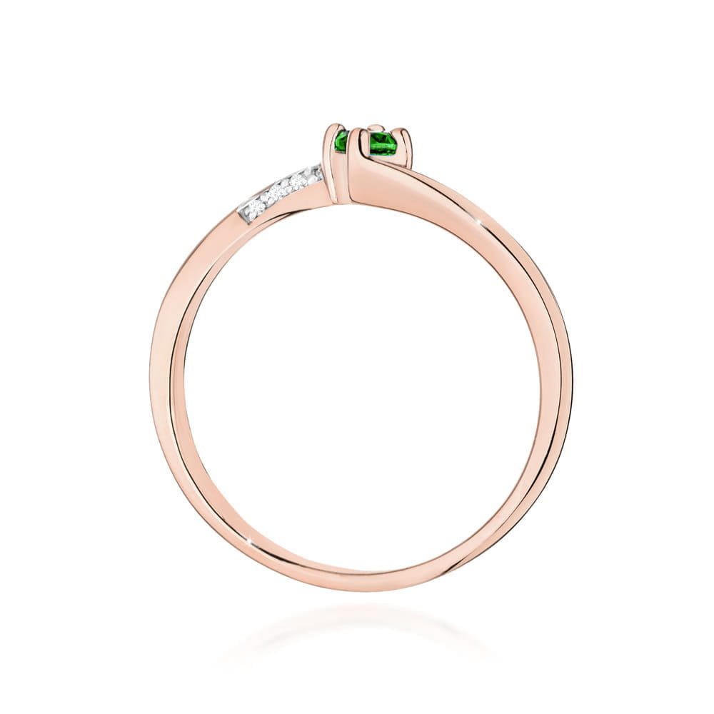 Inel Aur 14K cu Smarald 0.15 ct si Diamante Naturale 0.04 ct