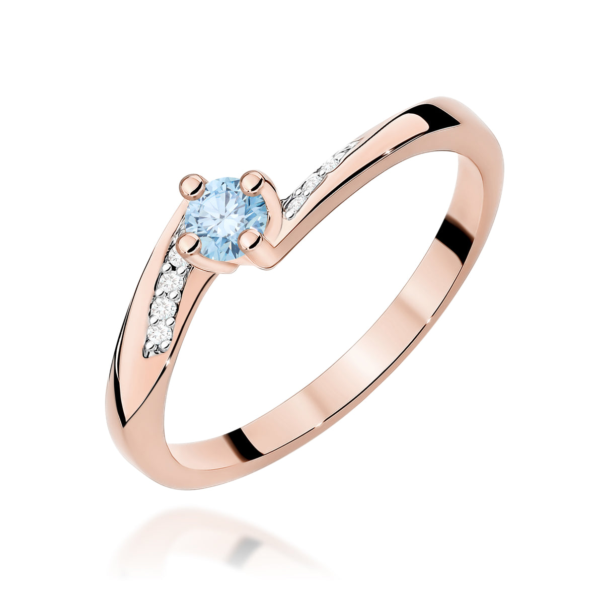 Inel Aur 14K cu Diamante Albastru de Laborator 0.19 ct