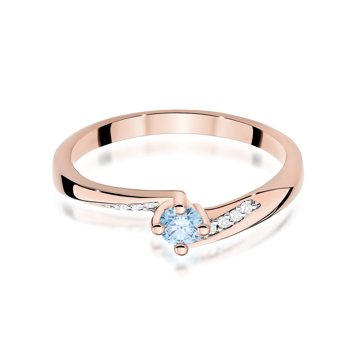 Inel Aur 14K cu Diamante Albastru de Laborator 0.19 ct