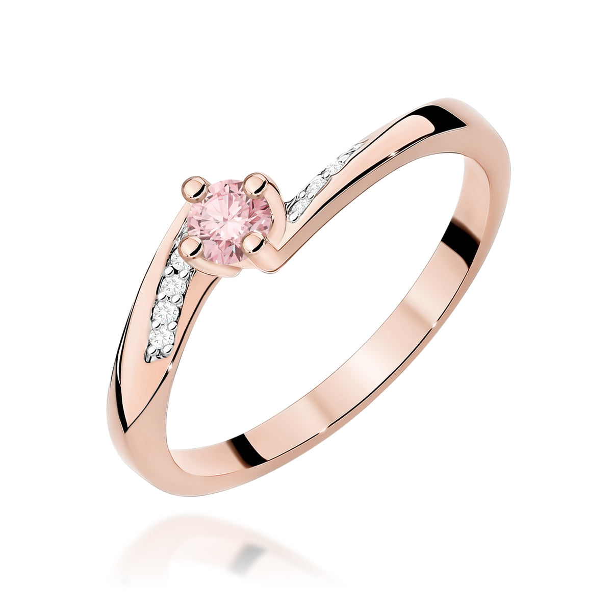 Inel Aur 14K cu Diamante Roz de Laborator 0.19 ct