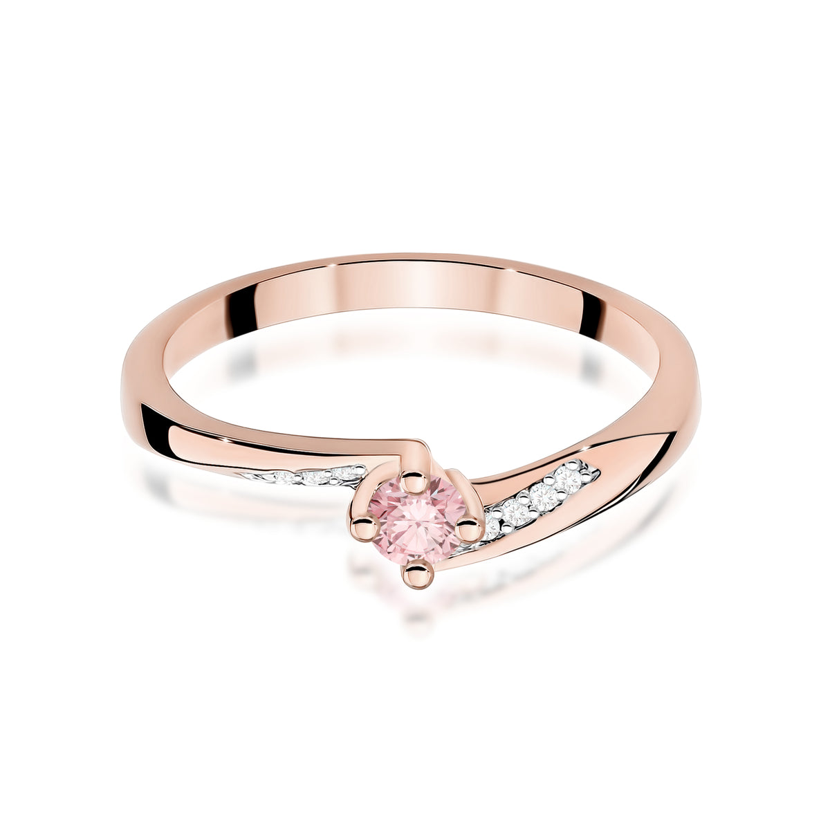 Inel Aur 14K cu Diamante Roz de Laborator 0.19 ct