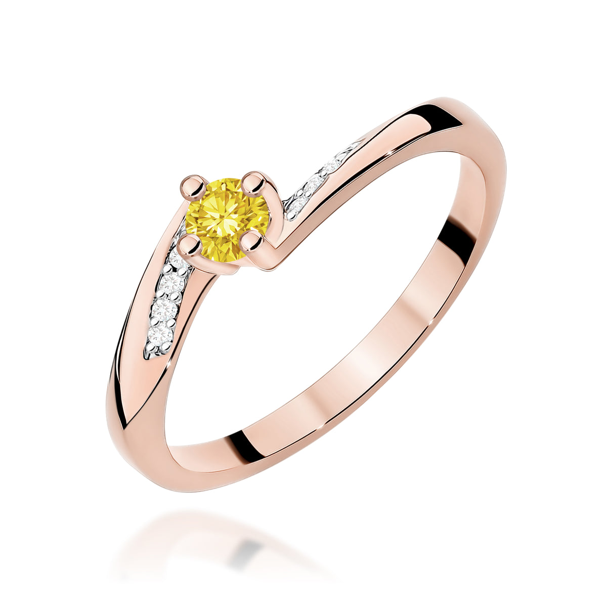 Inel Aur 14K cu Diamante Galben de Laborator 0.19 ct
