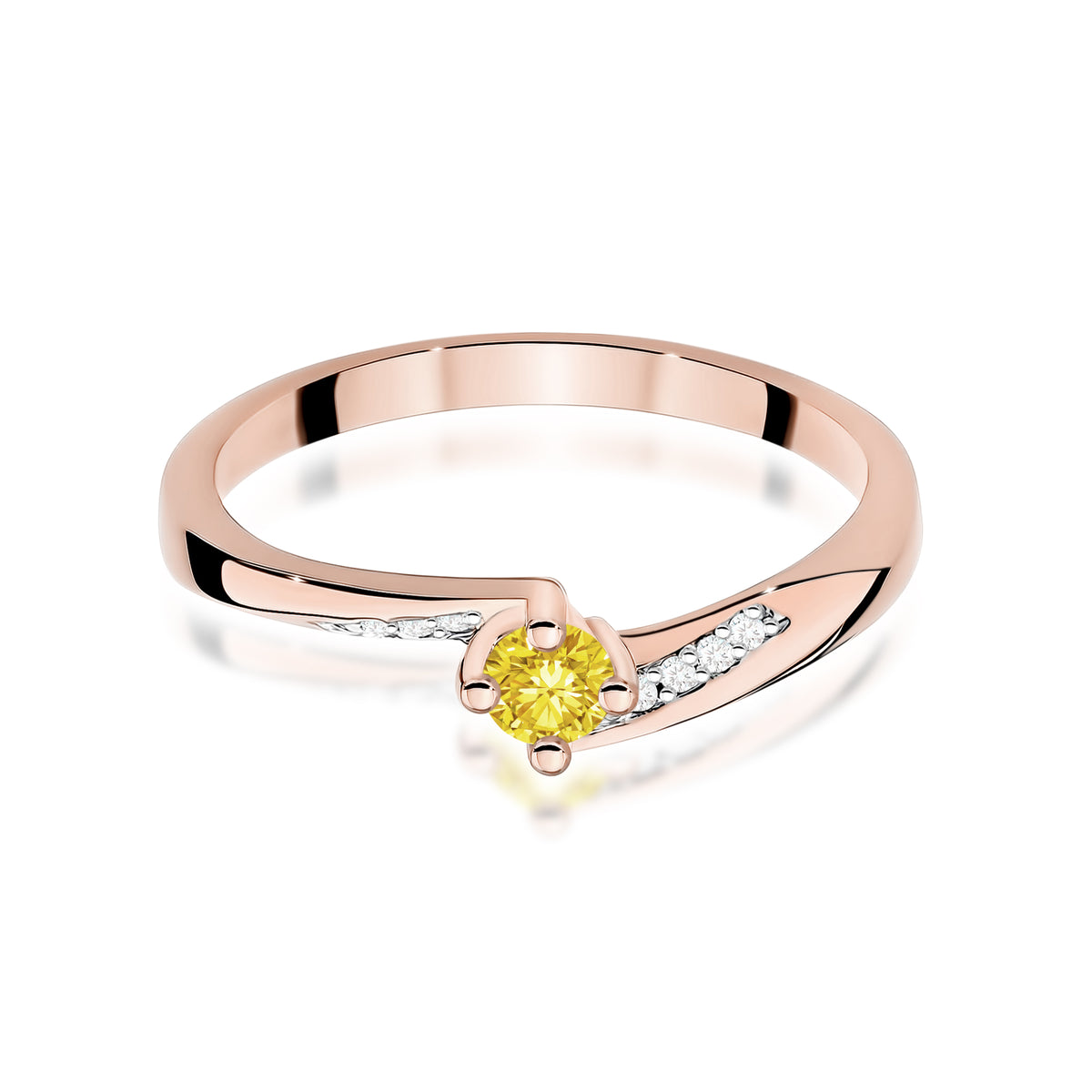 Inel Aur 14K cu Diamante Galben de Laborator 0.19 ct