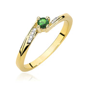 Inel Aur 14K cu Smarald 0.15 ct si Diamante Naturale 0.04 ct