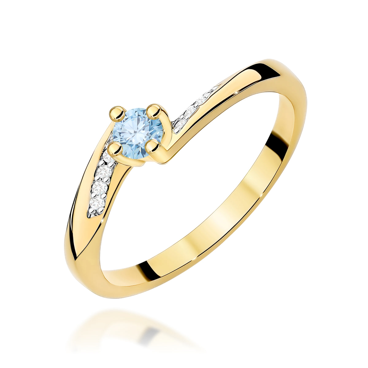 Inel Aur 14K cu Diamante Albastru de Laborator 0.19 ct