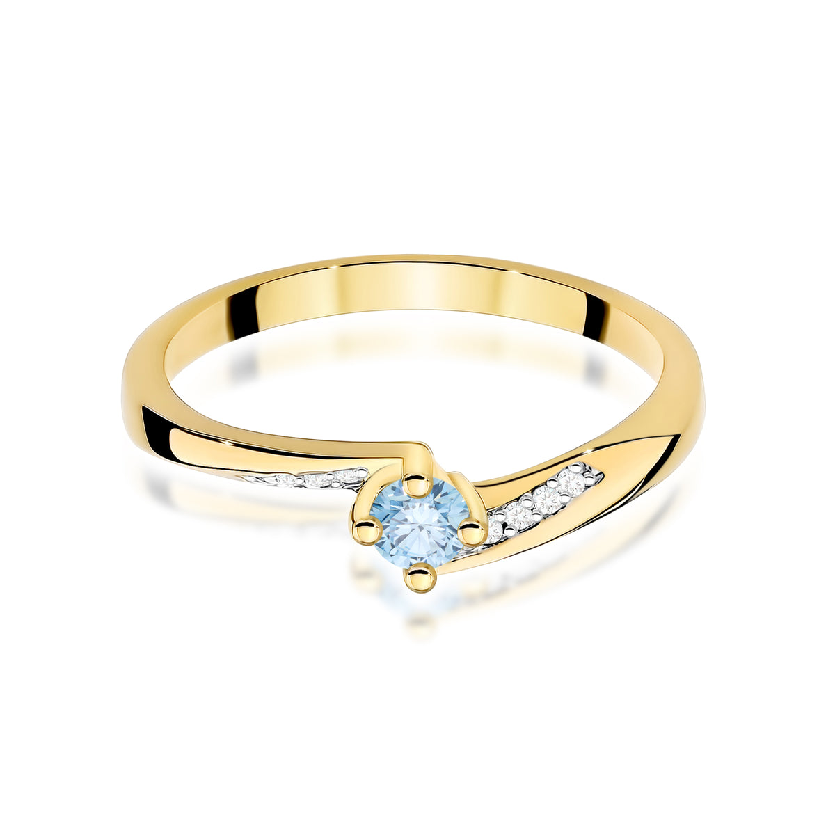 Inel Aur 14K cu Diamante Albastru de Laborator 0.19 ct