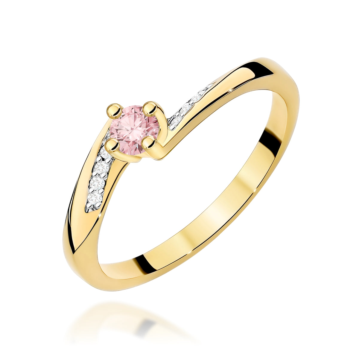 Inel Aur 14K cu Diamante Roz de Laborator 0.19 ct