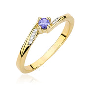 Inel Aur 14K cu Tanzanit 0.15 ct si Diamante 0.04 ct