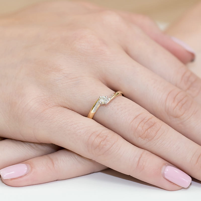 Inel Aur 9K cu Diamante Naturale 0.19 ct
