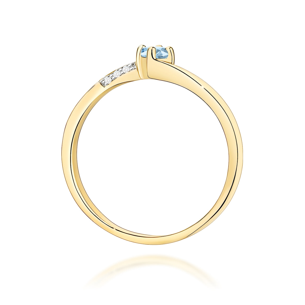Inel Aur 9K cu Diamante Albastru de Laborator 0.19 ct