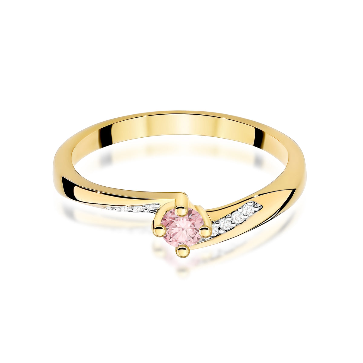Inel Aur 9K cu Diamante Roz de Laborator 0.19 ct