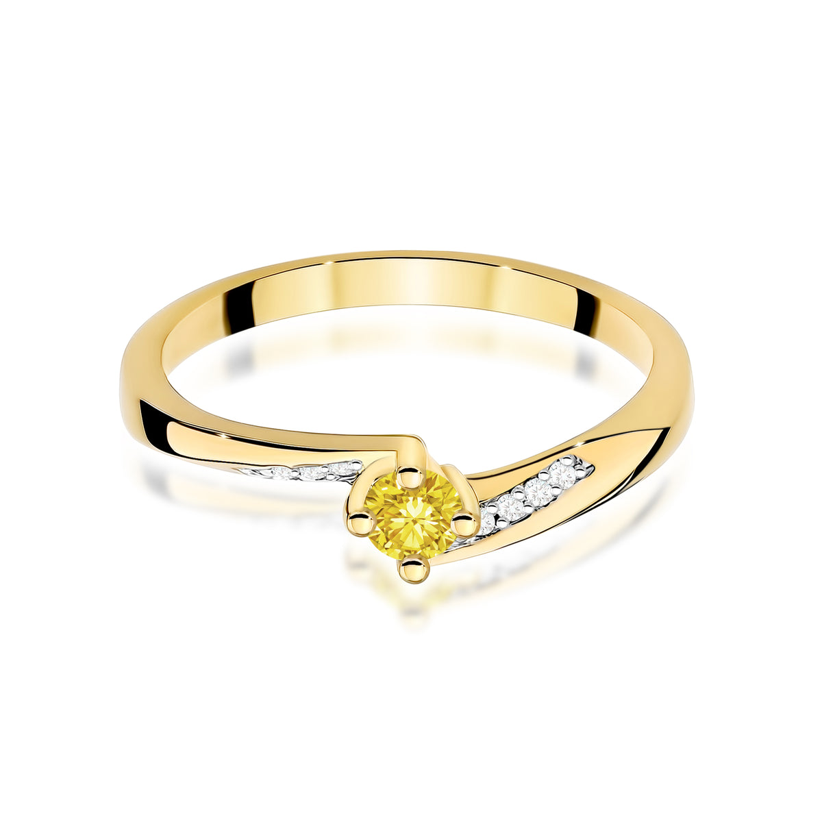 Inel Aur 9K cu Diamante Galben de Laborator 0.19 ct