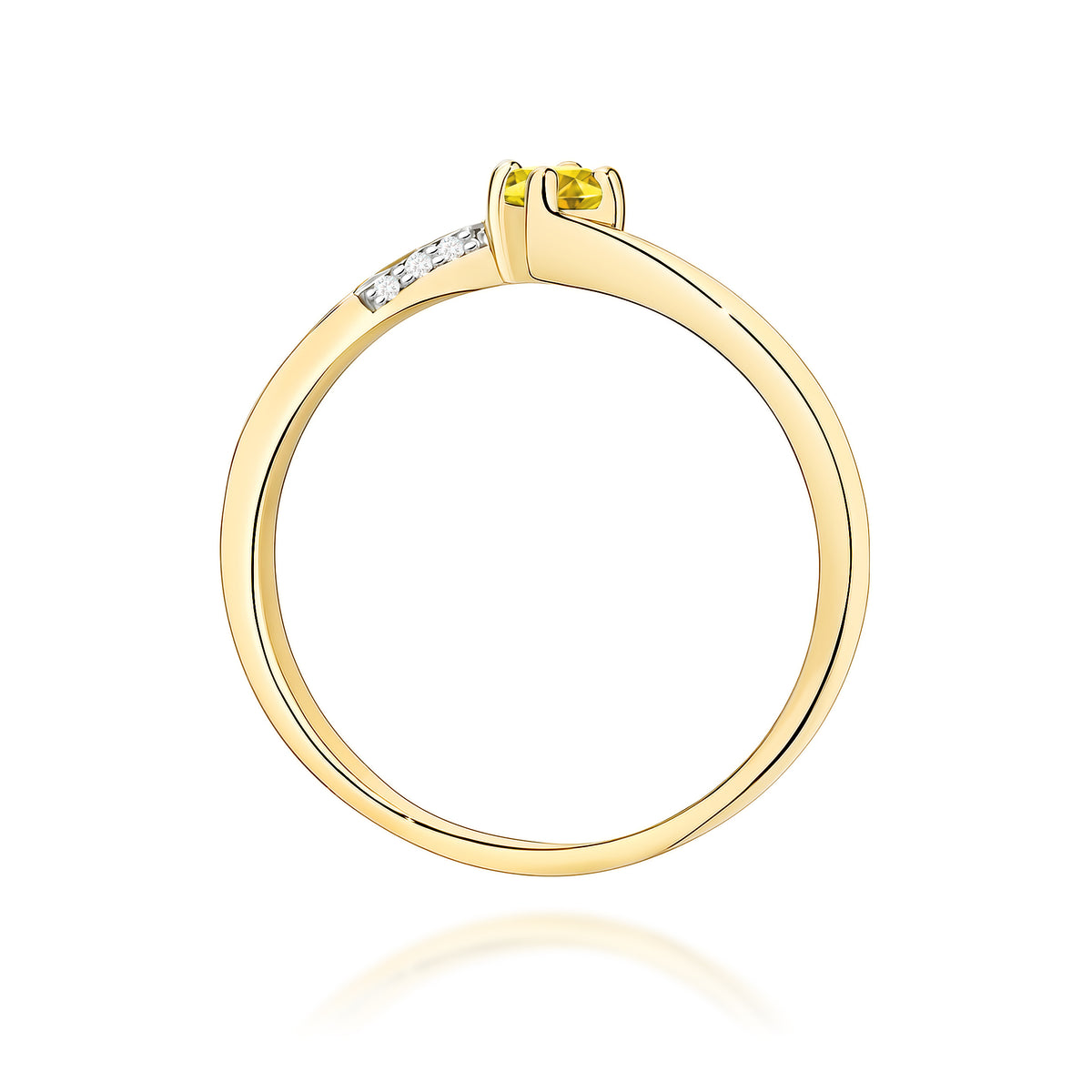 Inel Aur 9K cu Diamante Galben de Laborator 0.19 ct