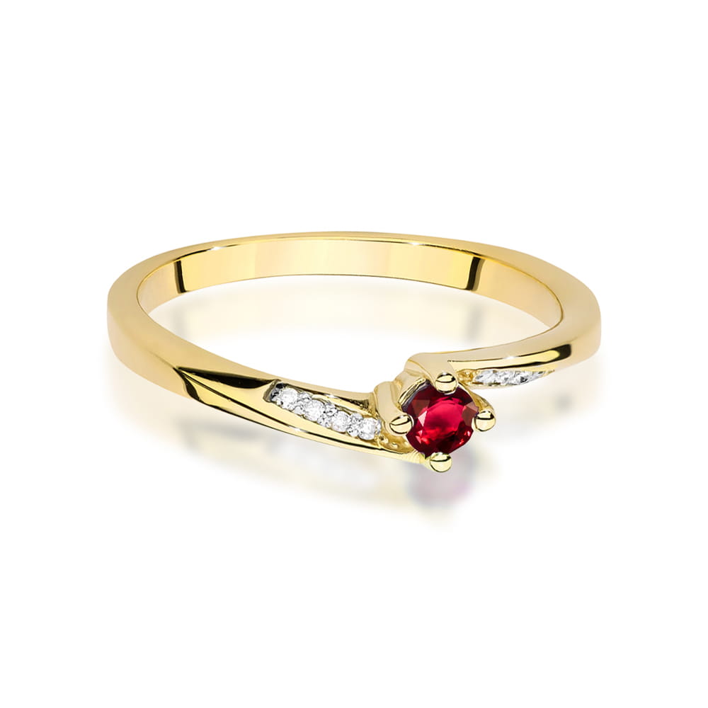 Inel Aur 9K cu Rubin 0.15 ct si Diamante Naturale 0.04 ct