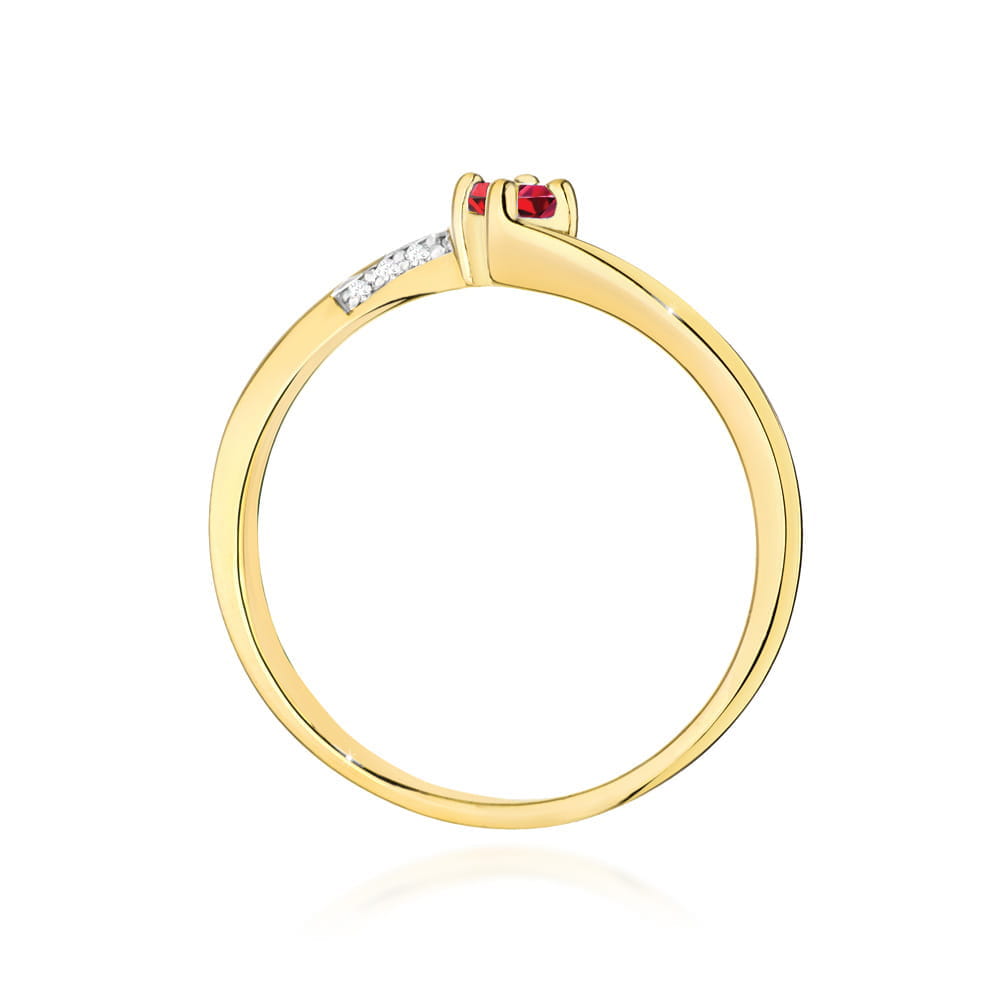 Inel Aur 9K cu Rubin 0.15 ct si Diamante Naturale 0.04 ct